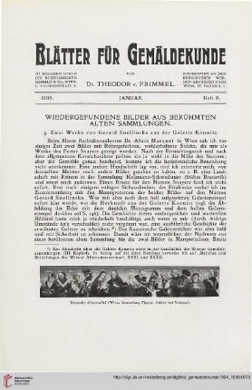 1: Wiedergefundene Bilder aus berühmten alten Sammlungen, [4] : Zwei Werke von Gerard Snellincks aus der Galerie Kaunitz