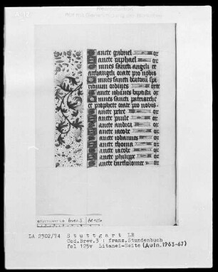 Stundenbuch — Initälchen und Teilbordüre, Folio 125verso