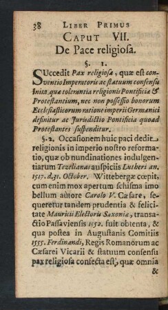Caput VII. De Pace religiosa.