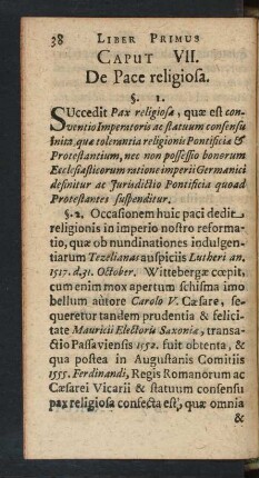 Caput VII. De Pace religiosa.