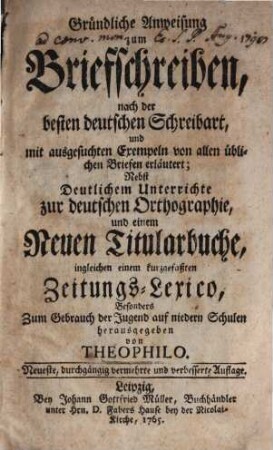 Gründliche Anweisung zum Briefschreiben