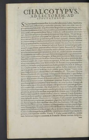 Chalcotypus, ad lectorem, ad spectatorem.
