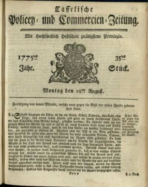 35tes Stueck, Montag den 28ten August 1775