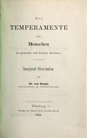 Die Temperamente des Menschen im gesunden und kranken Zustande