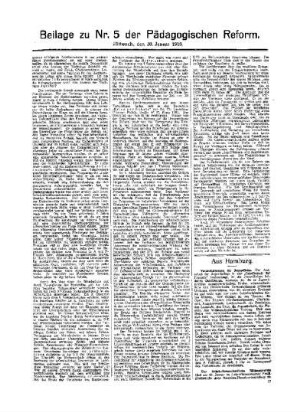 Neuere Vorschläge zur Neugestaltung des Unterrichtswesens unter besonderer Berücksichtigung des Aufstiegs der Begabung : (Fortsetzung aus dem Hauptblatt) ; Beilage zu Nr. 5 der Pädagogischen Reform