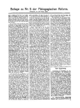 Neuere Vorschläge zur Neugestaltung des Unterrichtswesens unter besonderer Berücksichtigung des Aufstiegs der Begabung : (Fortsetzung aus dem Hauptblatt) ; Beilage zu Nr. 5 der Pädagogischen Reform
