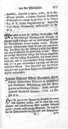 Abhandlung von der Freyheit der verständigen Wesen.