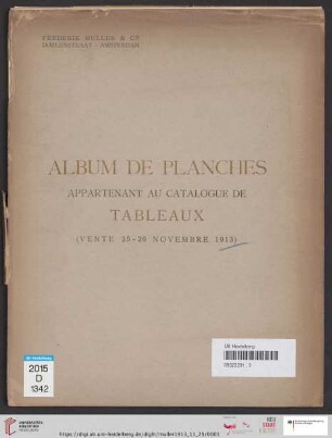 Album de planches : appartenant au catalogue de tableaux (vente 25 - 26 novembre 1913)