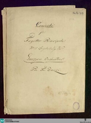 Concertos - Don Mus.Ms. 307 : fag, orch; g; PecD 238