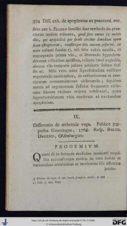 IX. Dissertatio de arthritide vaga.