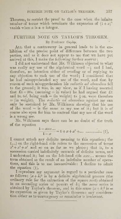 Further note on Taylor' theorem.