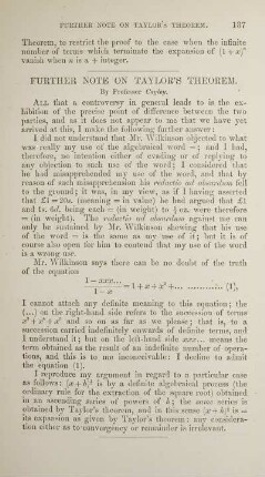 Further note on Taylor' theorem.