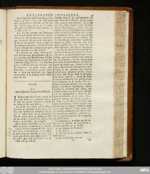 XXIII. Du Souverain Sacrificateur.