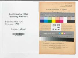 Entnazifizierung Helmut Loens , geb. 20.09.1918 (Angestellter)