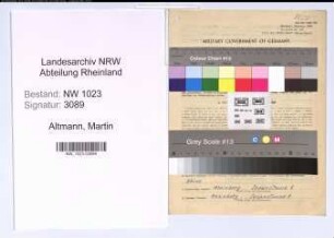 Entnazifizierung Martin Altmann , geb. 13.11.1894 (Oberingenieur)