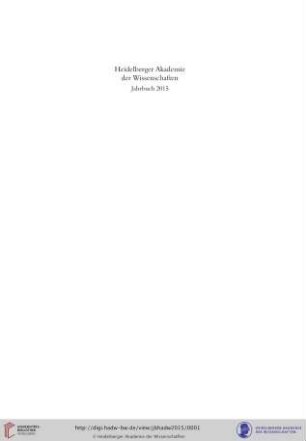 Jahrbuch ... / Heidelberger Akademie der Wissenschaften: Jahrbuch 2015