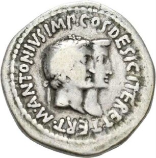 Cistophor des M. Antonius mit Darstellung des Dionysos auf Cista mystica