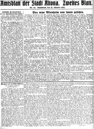 Nummer 43. Zweites Blatt. : Sonnabend, den 25. Oktober 1924