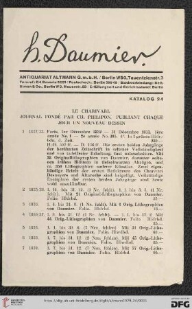 Nr. 24: Katalog / Antiquariat Altmann G.m.b.H., Berlin: H. Daumier