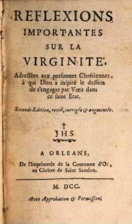 Réflexions importantes sur la Virginité
