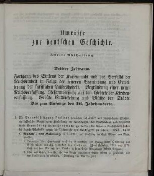 Umrisse zur deutschen Geschichte : Zweite Abtheilung