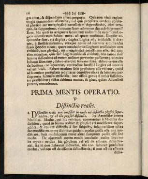 16-25, V. Distincto realis. - VI. Distincto Graduum metaphysicorum.