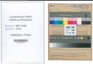 Entnazifizierung Frieda Oeljeklaus , geb. 05.04.1898 (Koechin)