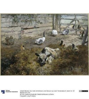 Das Kalb mit Hühnern und Gänsen. Aus dem "Kinderalbum"