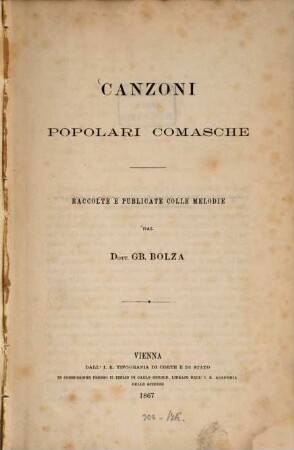 Canzoni popolari comasche : raccolte e publicate colle melodie