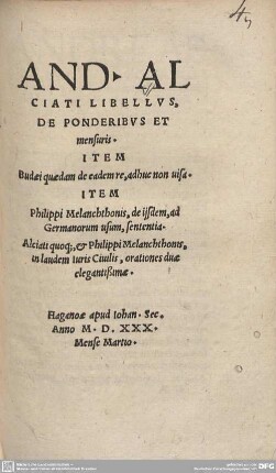 And. Alciati Libellus, De Ponderibus Et mensuris