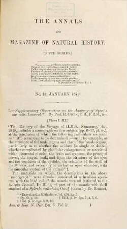 The annals and magazine of natural history, zoology, botany and geology : incorporating the journal of botany. 3. 1879