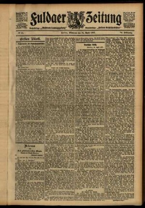 Erste Ausgabe vom Mittwoch, den 24. April 1907.