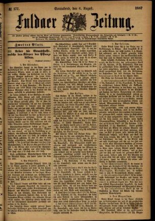 Ausgabe vom Samstag, den 06. August 1887.