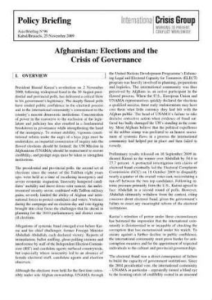 Afghanistan : elections and the crisis of governance