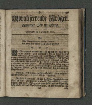 Nummer Söß un Dörtig. Mahndags den 7. December 1750