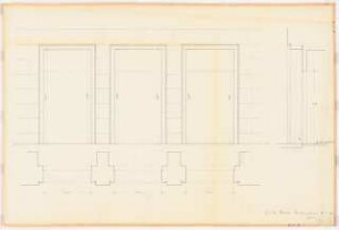 Reichsluftfahrtministerium, Berlin: Eingangshalle Q1L, Eingang: Ansicht, Grundriss 1:20