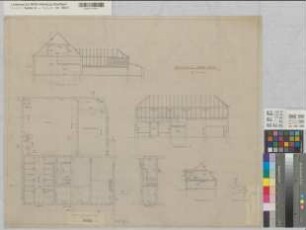 Velen (Velen) Schloß Pferdestall Grundriß, Schnitte um 1920 1 : 100 57 x 69 Bleistiftzeichnung Landsberg-Velen