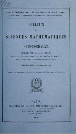 Tome Premier. - Novembre 1870.