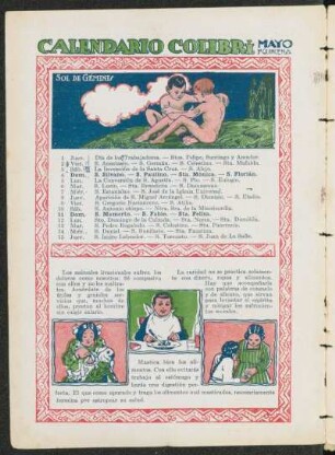 Calendario Colibrí - Mayo (1ª Quincena)