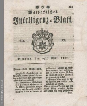 No. 17, Dienstag, den 23ten April 1805