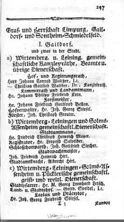 Beamte in Limpurg, Gaildorf, Sontheim, Schmiedelfeld