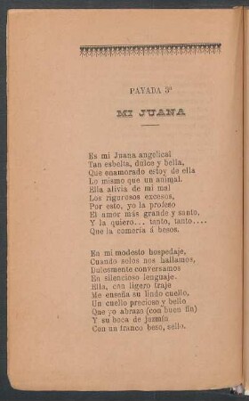 Mi Juana : Payada 3a.