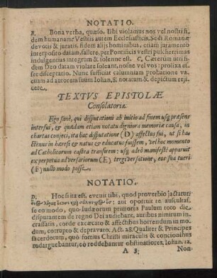 Textus Epistolae Consolatoriae.