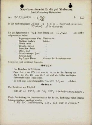 Sinz, Josef