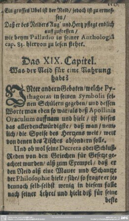 Das XIX. Capitel. Was der Neid für eine Nahrung habe?