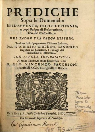 Prediche sopra le Domeniche dell'avvento