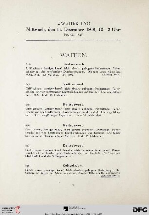 Zweiter Tag: Waffen (Nr. 543-751)