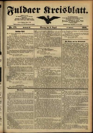 Ausgabe vom Montag, den 09. August 1909.