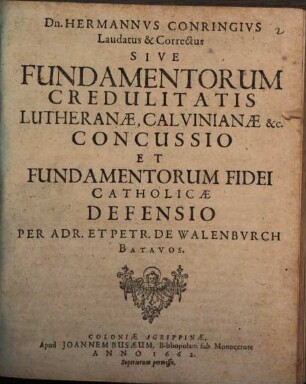 Hermannus Conringius laudatus et corectus