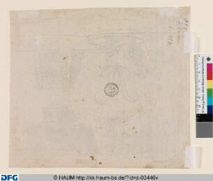 Skizze einer Kartusche mit Monogramm 'A'